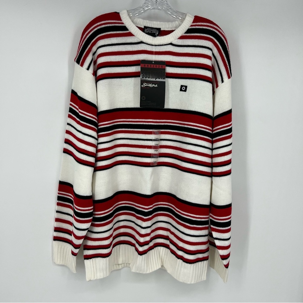 South Pole Red White Blue Pull Over Knit 100% Acrylic Sweater Mens Large NWT
